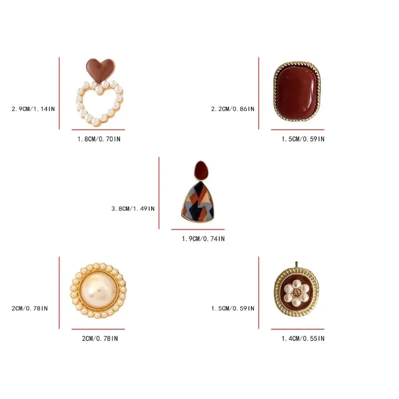 Korean Pearl Flower Heart Shape Geometric Earring