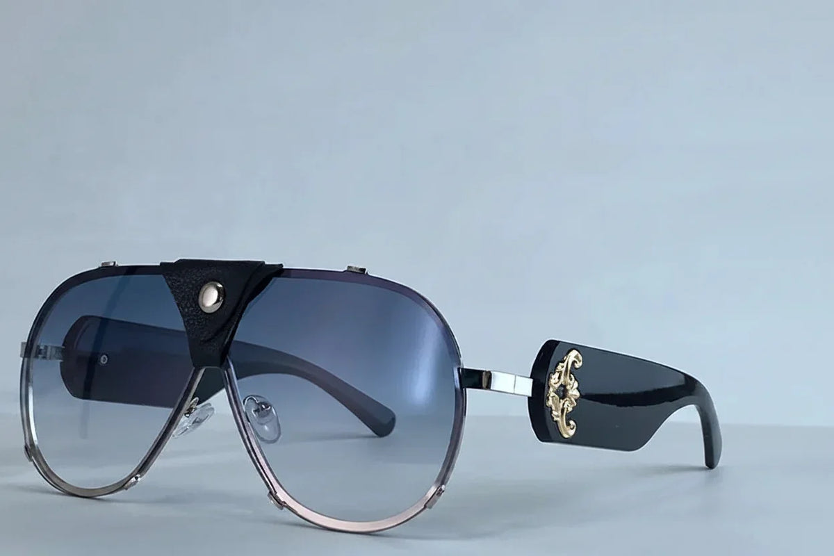 Vintage Oversized Steampunk Pilot Oval Sunglasses