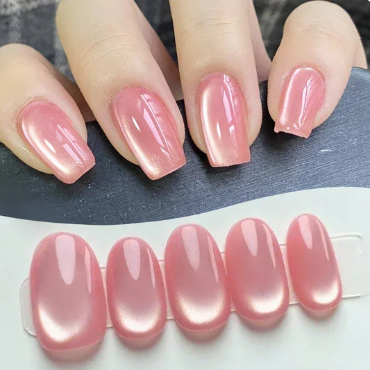Pink Glass Bead Cat Magnetic Gel Nail Polish