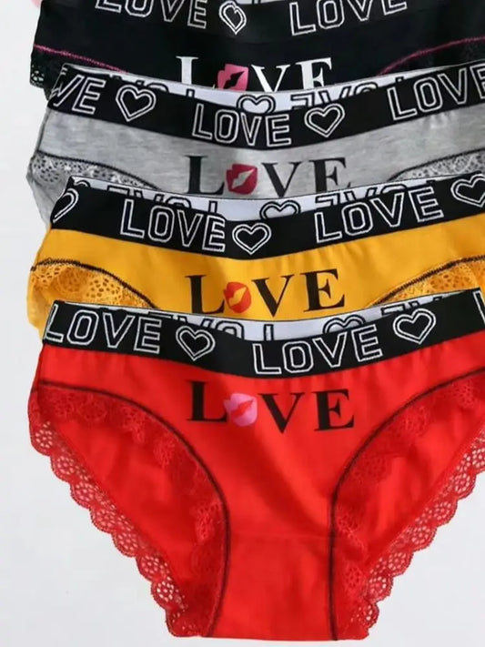 7pcs underwear with multi-color LOVE printed underwear soft cotton underwear