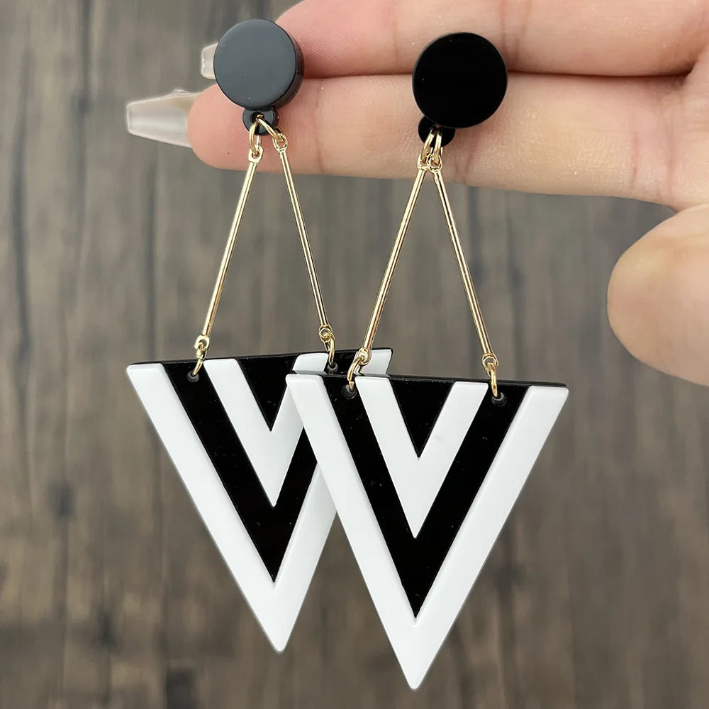 Triangle Long Dangle Geometric Earrings