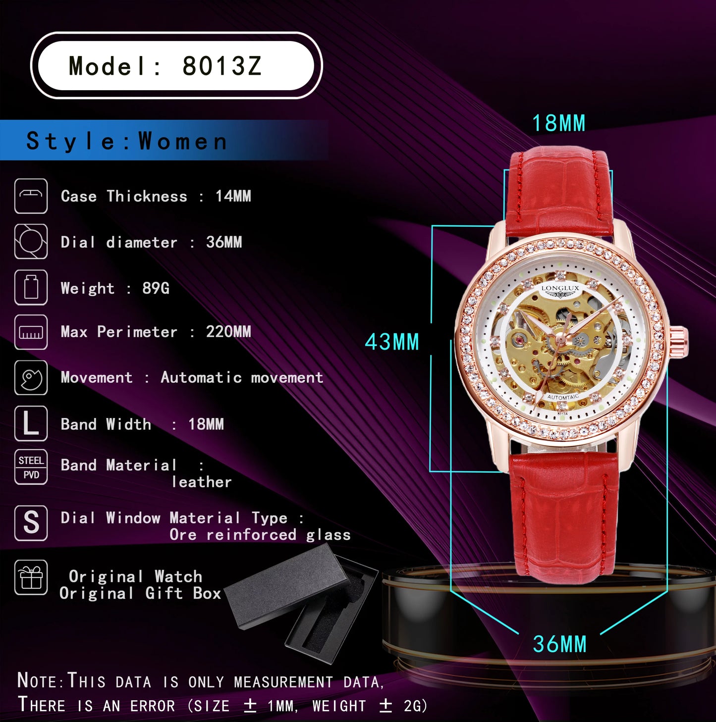 Automatic Diamond Skeleton Cute Mechanical Leather Watches