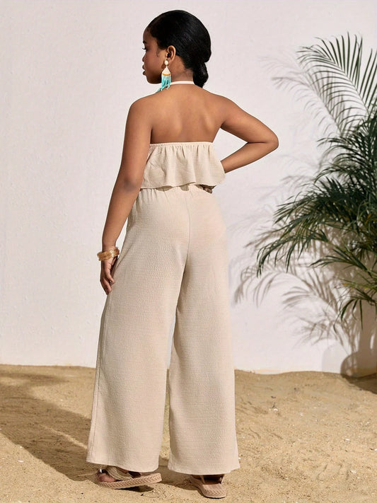 Casual Sleeveless Top and Wide-Leg Pants Set Ages 8 to 12