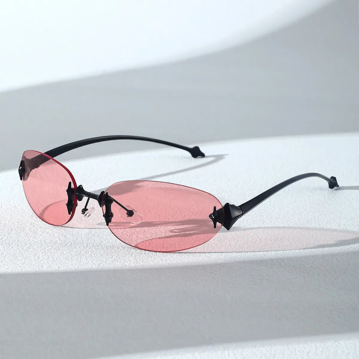 Frameless Alloy Pink Mirror Y2K Sexy Sunglasses