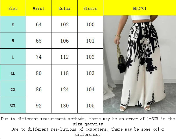 Tropical Print Wide-Leg Slim Fit Pants