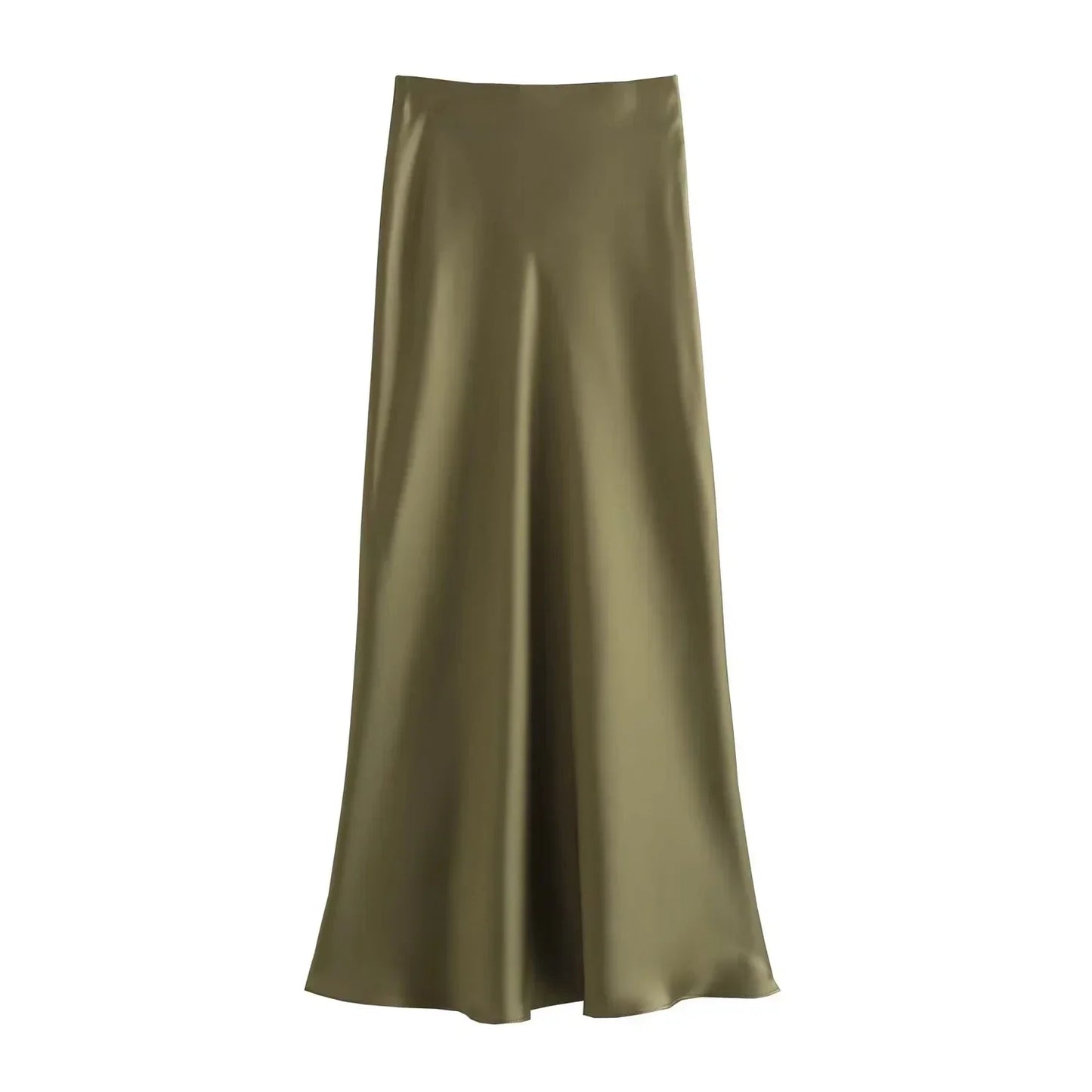 Casual Long High Waisted Satin Skirts
