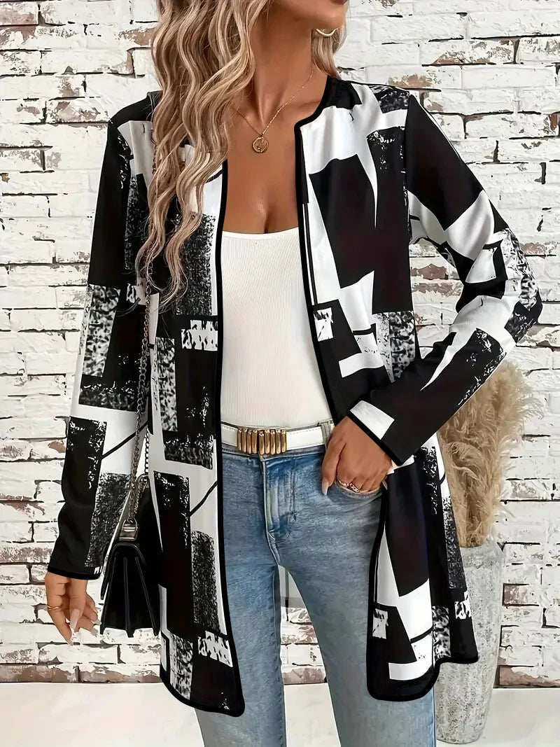 Spring and Autumn Plaid Print Casual Long Sleeve Thin Jacket