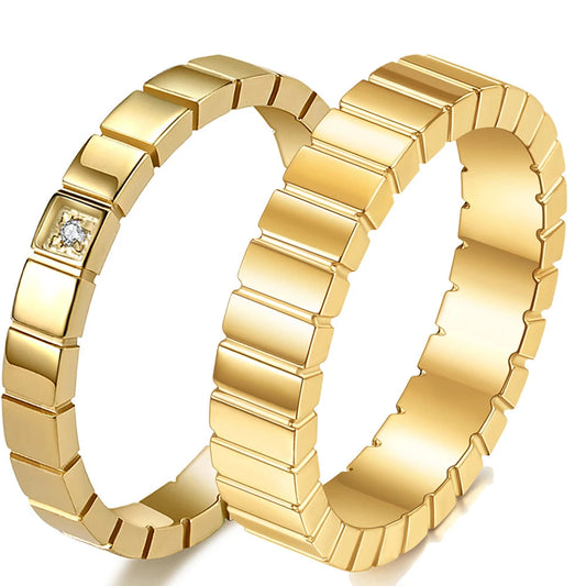 Zircon Checkered Couple Striped Geometric Ring