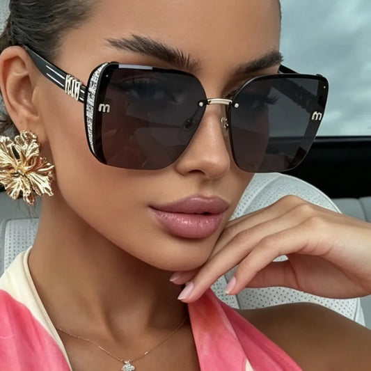 Oversized M Letter Light Luxury Square Sun Glasses