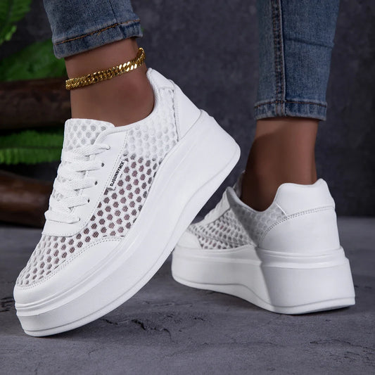 Thick Bottom Mesh Sports Lightweight Platform Sneakers