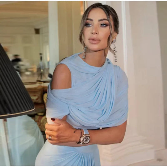 Shawl Maxi Short Sleeve Slim Fit Dress