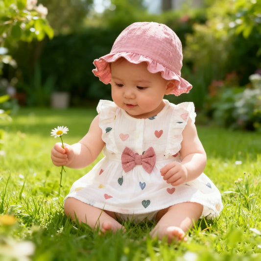 Newborn Baby Girl Love Print Sleeveless Dress Set