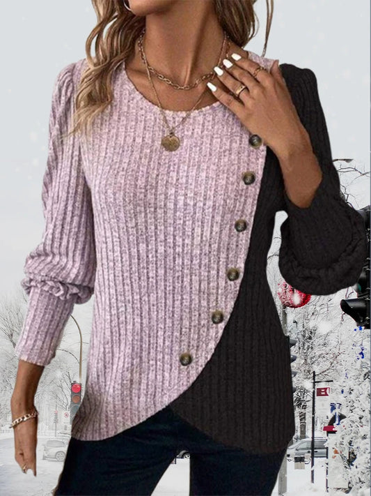 Long Sleeve Buttons Pit Striped Sweaters