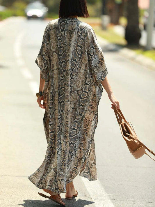 Bohemian Print Beach Cover-Up Kaftan Robe