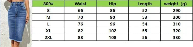 Mid Length Slim Fit High Waist Jeans Skirt