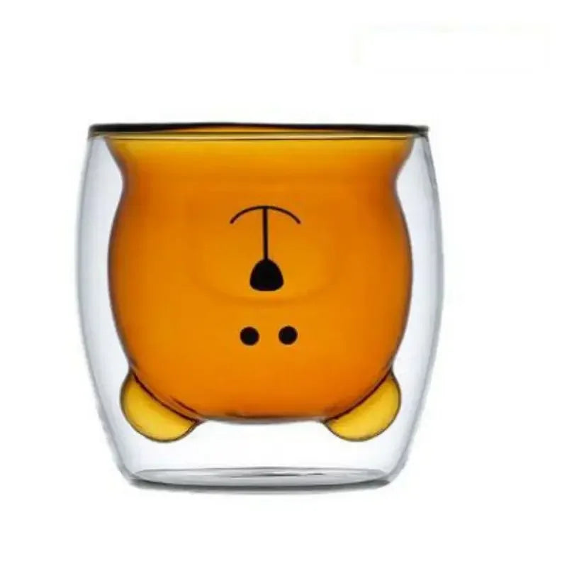 Cute Bear Double-layer Coffee Mug Double Glass Cup with Handle Mug