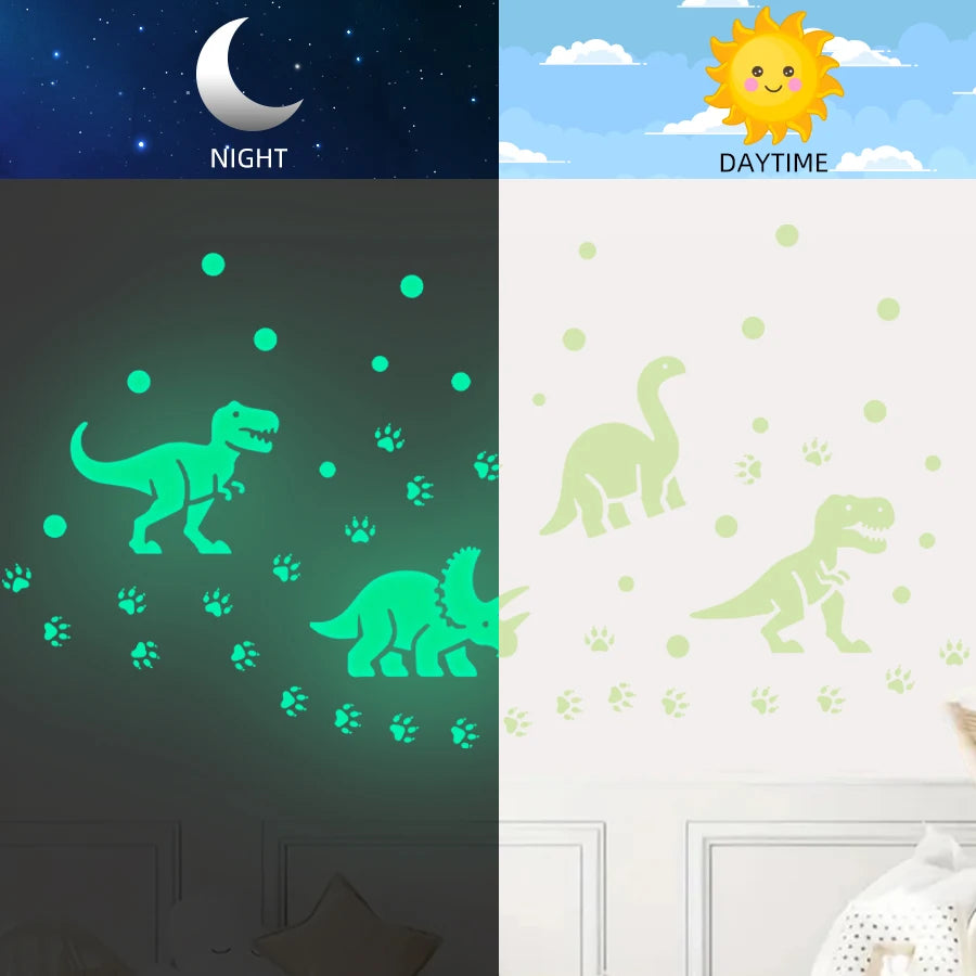 Glow-in-the-Dark Cartoon Dinosaur Wall Stickers