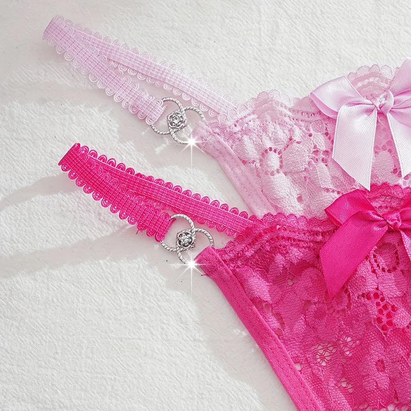 Low Rise Bow Sexy Lace Thongs Floral Sexy G-string Lingerie