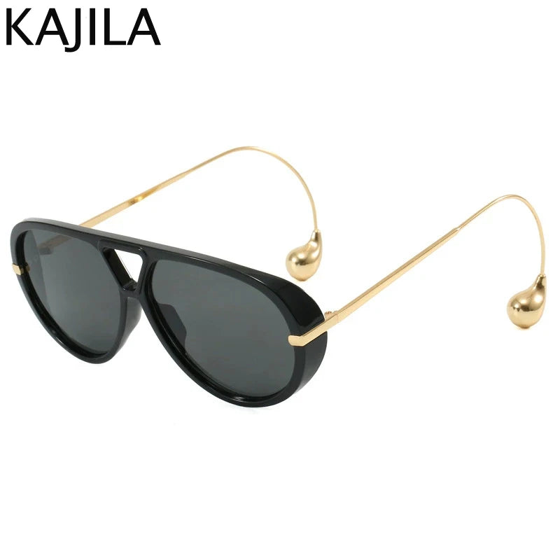 Oversized Pilot Oval Punk Big Frame Luxury Sunglasses