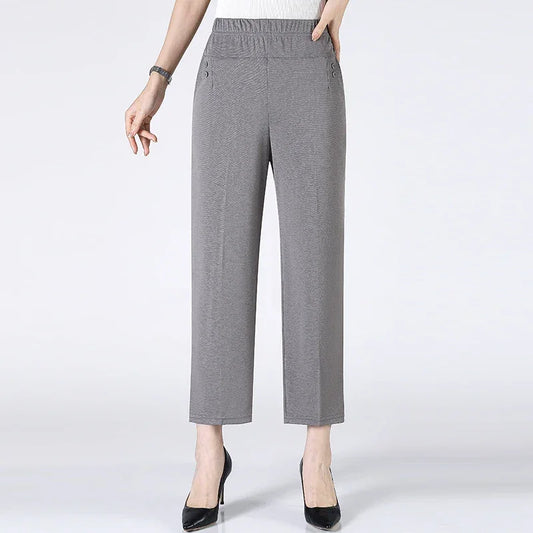 Pantalones finos elásticos holgados de pierna recta