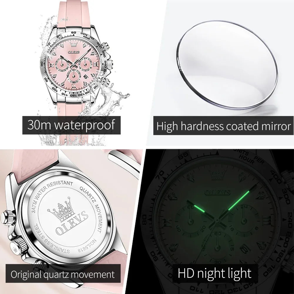 Luxury Silicone Strap Multifunctional Chronograph Quartz Watch