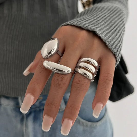 3pcs/set Exaggerated Metal Rings