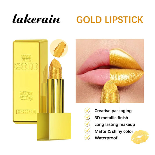 Hallowmas High-pigmented Gold Lipstick Shiny Metallic Matte