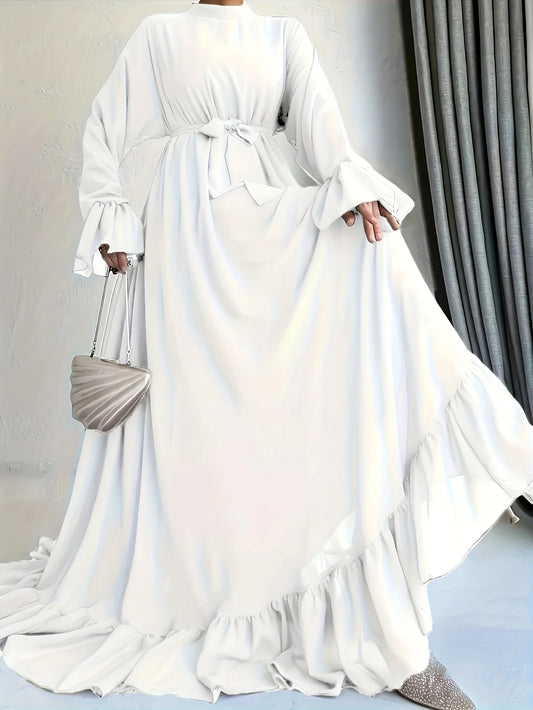 Elegant Solid Color Long Sleeve Dress
