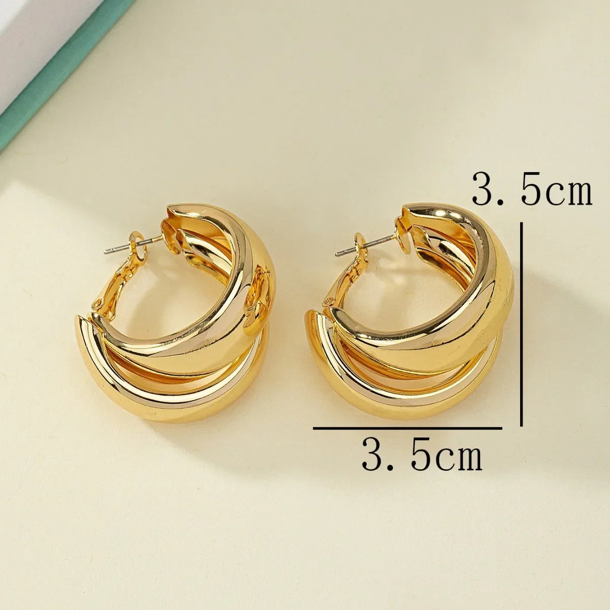 Chunky Hoop Gold Geometric Drop Earrings
