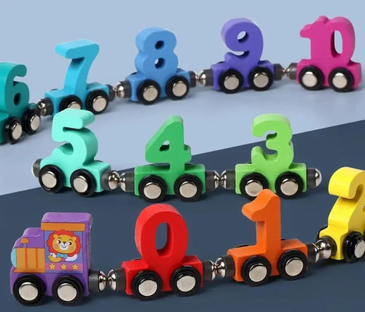 Wooden Magnetic Number Train Montessori Educational Toy For Toddlers