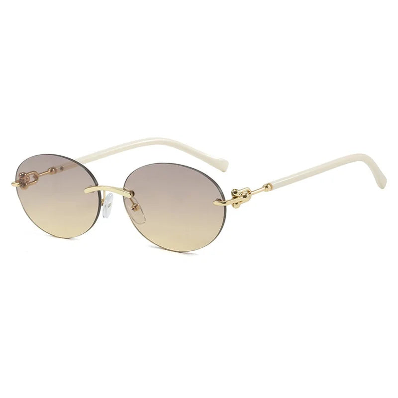 Cutting rimless small round sunglasses