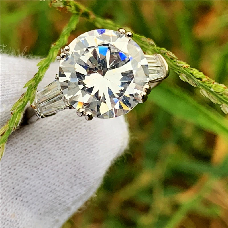 Solitaire Round cut 6ct Sona cz 925 Sterling Silver Engagement Rings