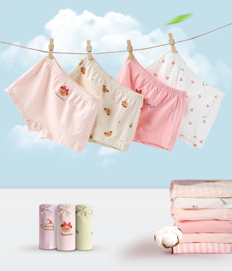 4 Piece/Lot Panties Cotton Soft Cute Cartoon Short