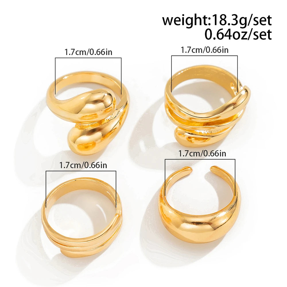 DANA 4Pcs Irregular Rings Set