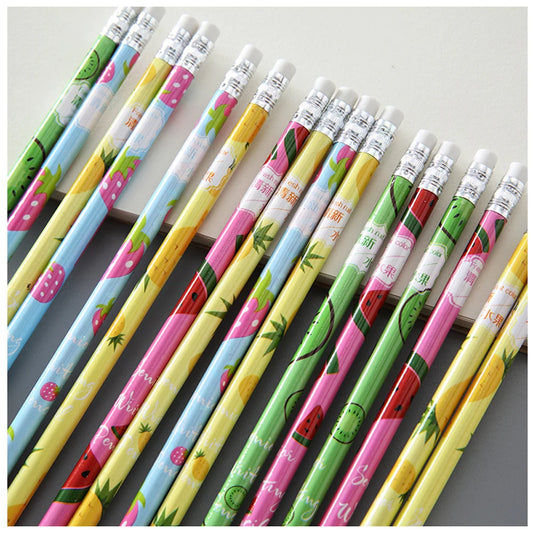 12Pcs/lot Fresh Fruits Watermelon Strawberry Standard Wood Pencil