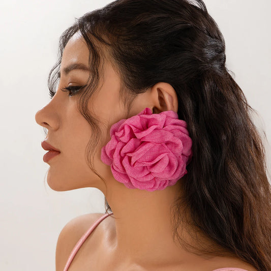 Salircon Exaggerated Large Rose Flower Earrings