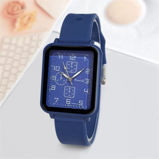 Sports Square Quartz Blue silicone strap Wristwatches