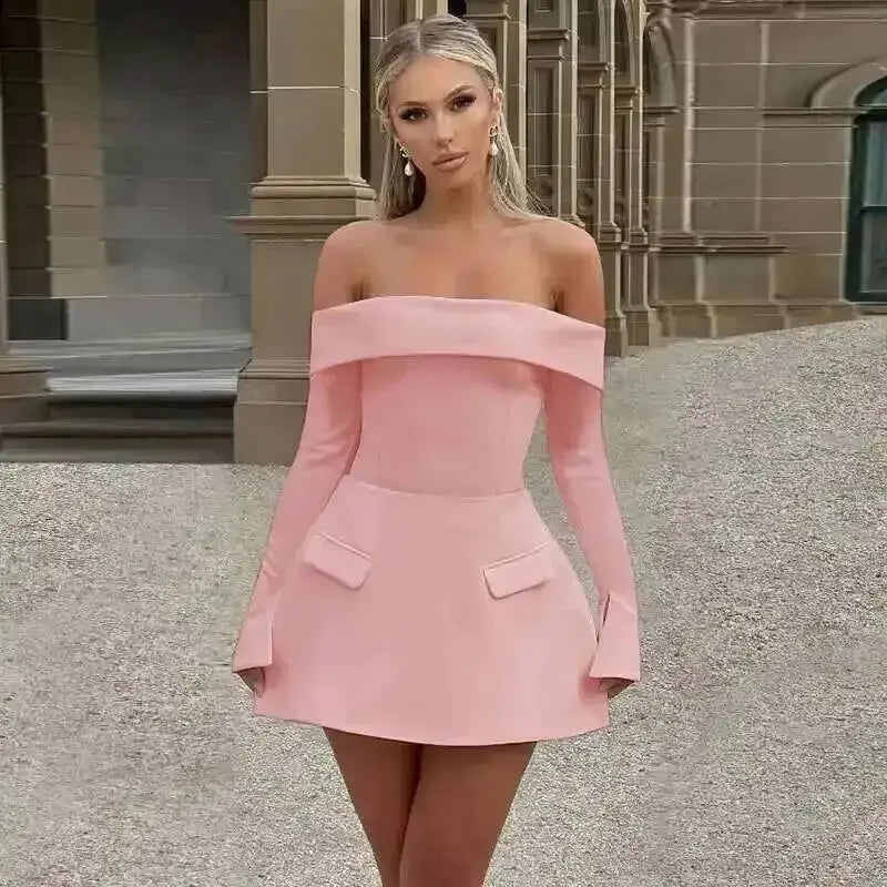 Backless Short Sexy Long Sleeve Mini Dress