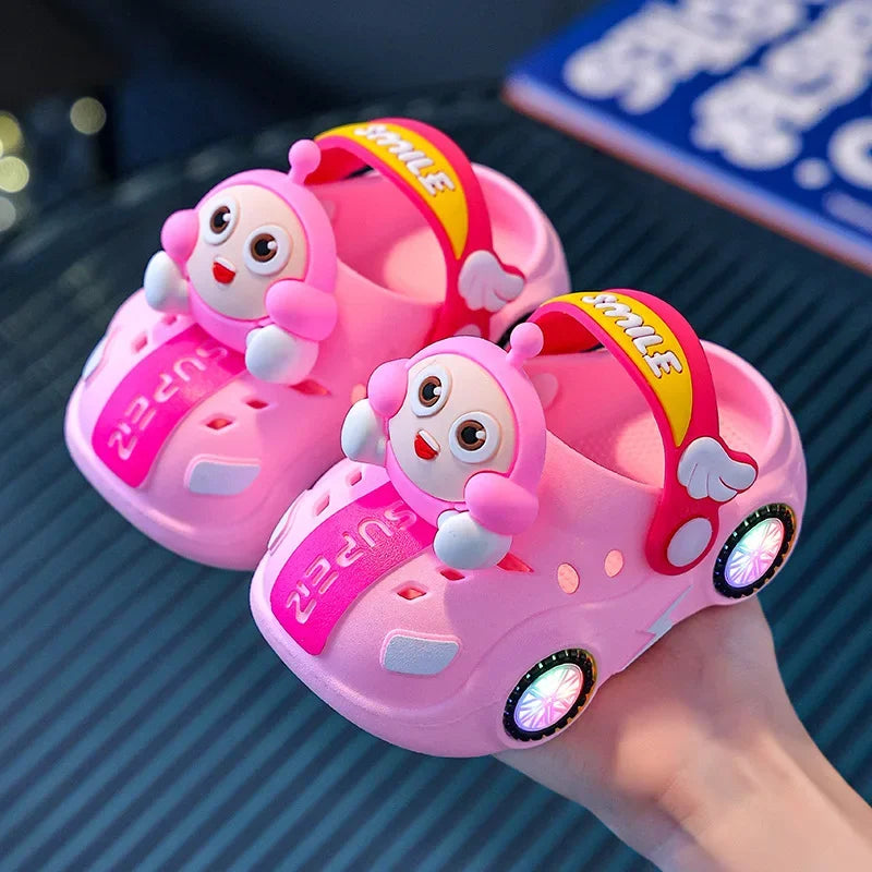 Flashing Light Hole Anti Slip Soft Soled Toe Slippers