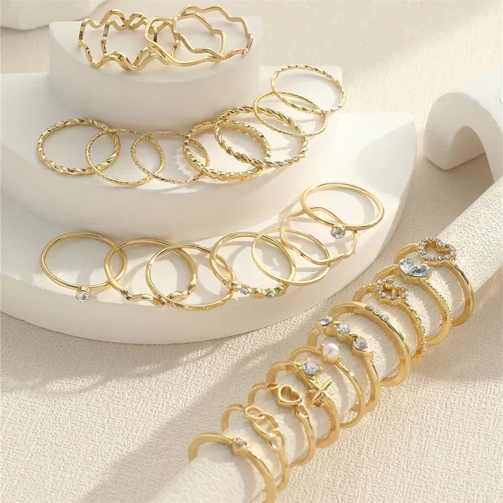 Crystal Heart Shape Gold Silver Ring