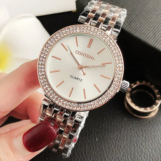 Luxury Stainless Steel Rhinestone Quartz watches