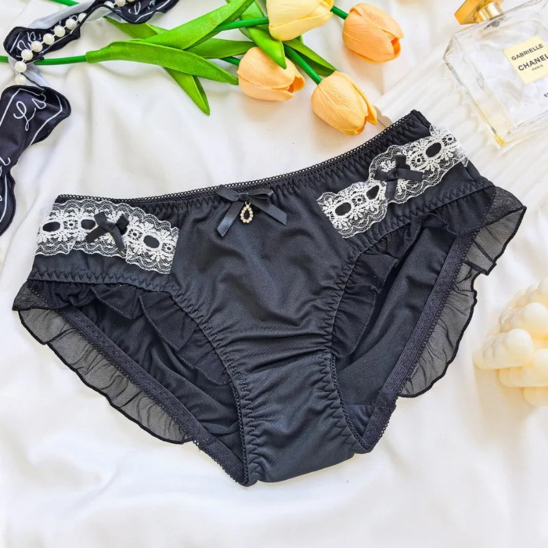 Lolita Cute Lovely Sweety Panties Milk Silk Breathable Elasticity Ruffle Underwear