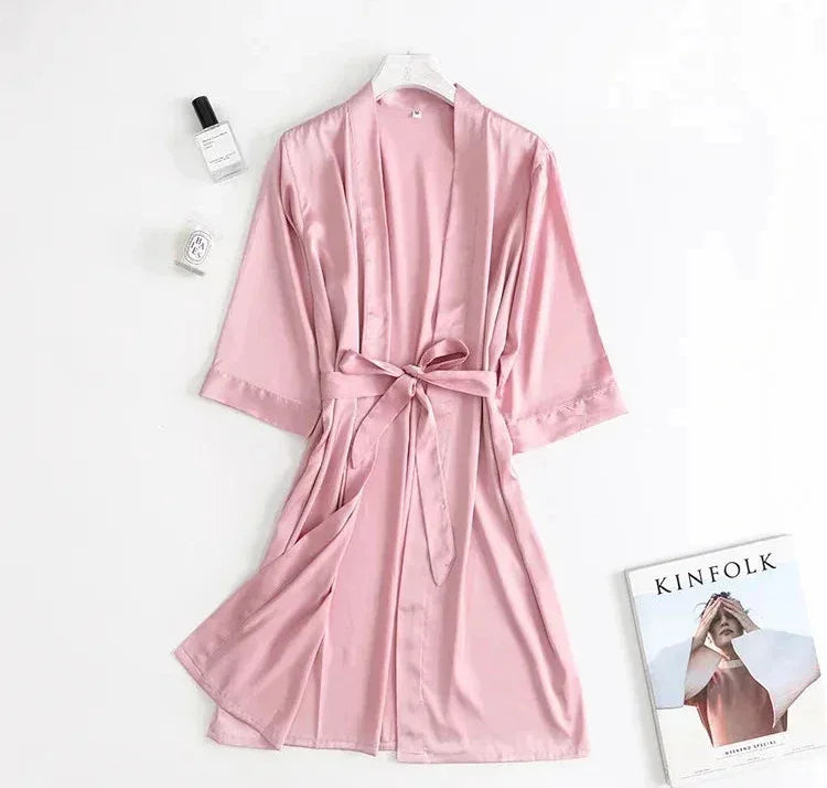 Bride Sleepwear Loose Silk Satin Robe