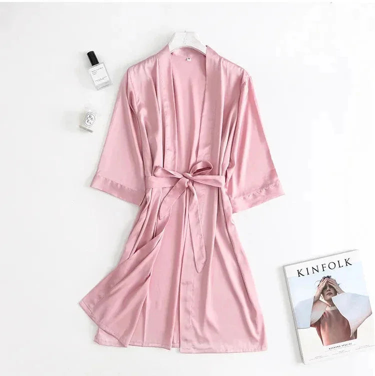 Bride 3/4 Sleeve Silk Satin Lingerie Robe