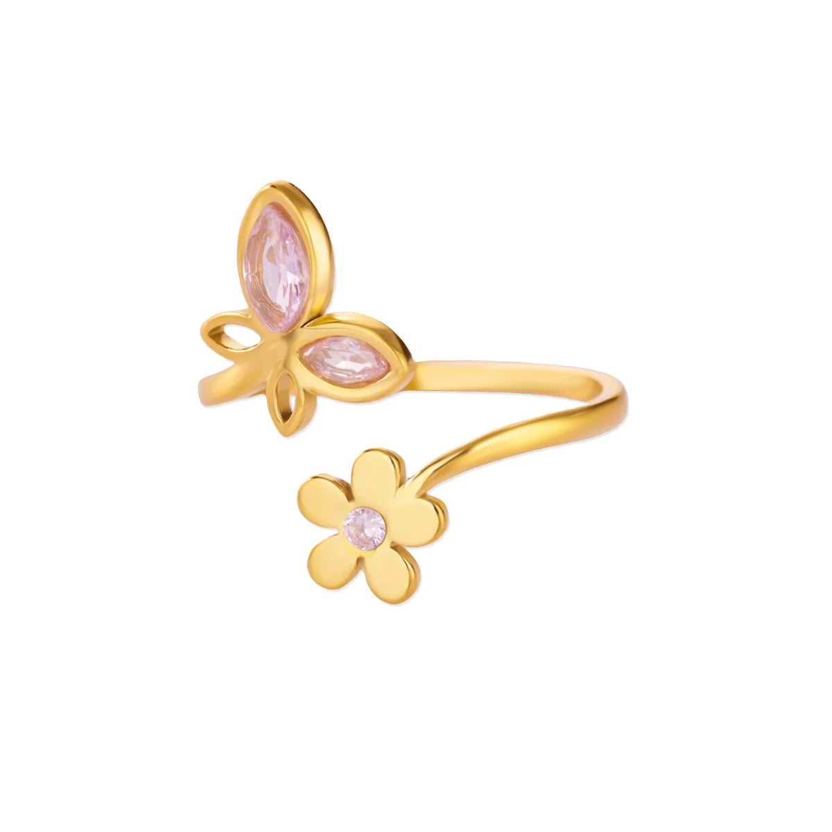 Elegant Zircon Flower Butterfly Rings