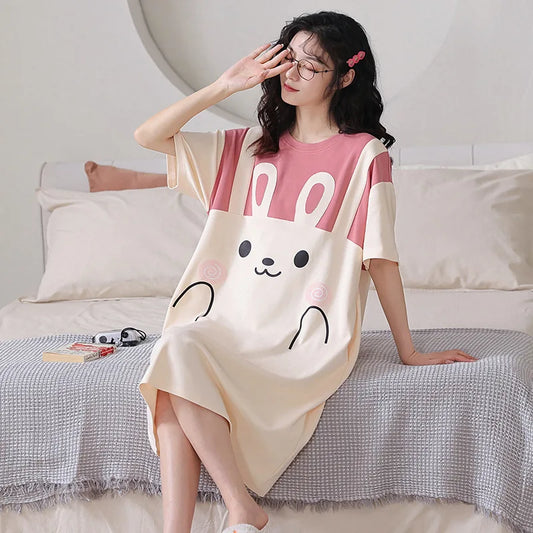 Short-Sleeved Nightgown Cartoon Bear 5xl Pajamas
