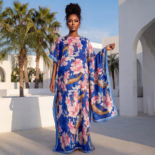 Plus Size Luxury Casual Print Vintage Elegant Floral Scraf Shawl