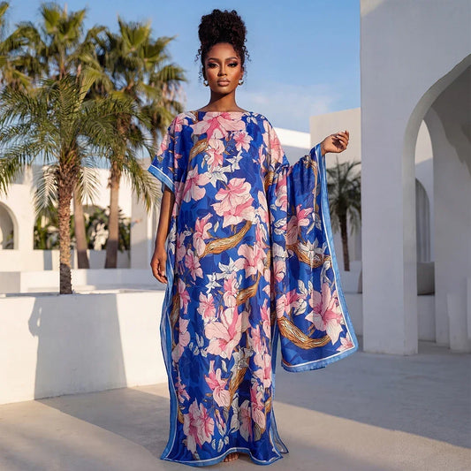 Plus Size Luxury Casual Print Vintage Elegant Floral Scraf Shawl