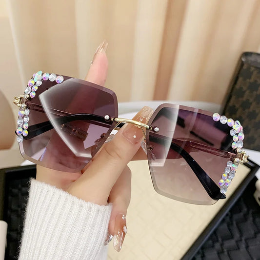 Square frameless crystal decoration Sunglasses