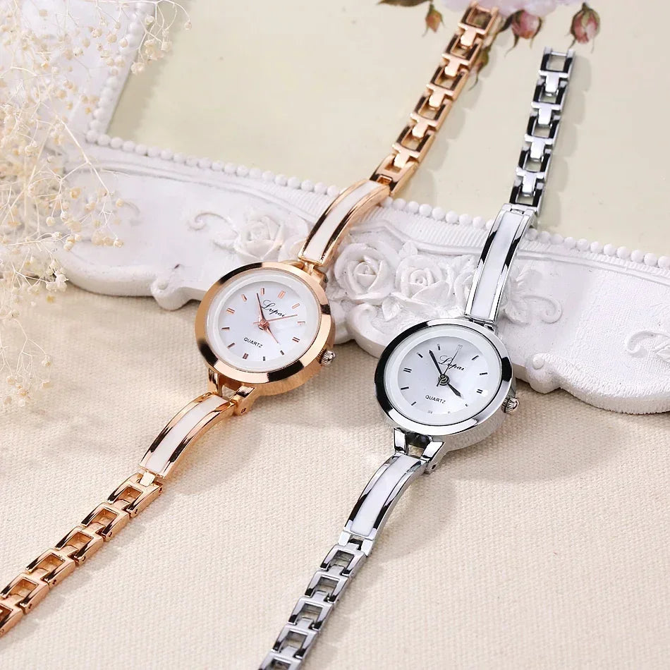 Luxury Rose Gold Silver Wristwatch Watch
